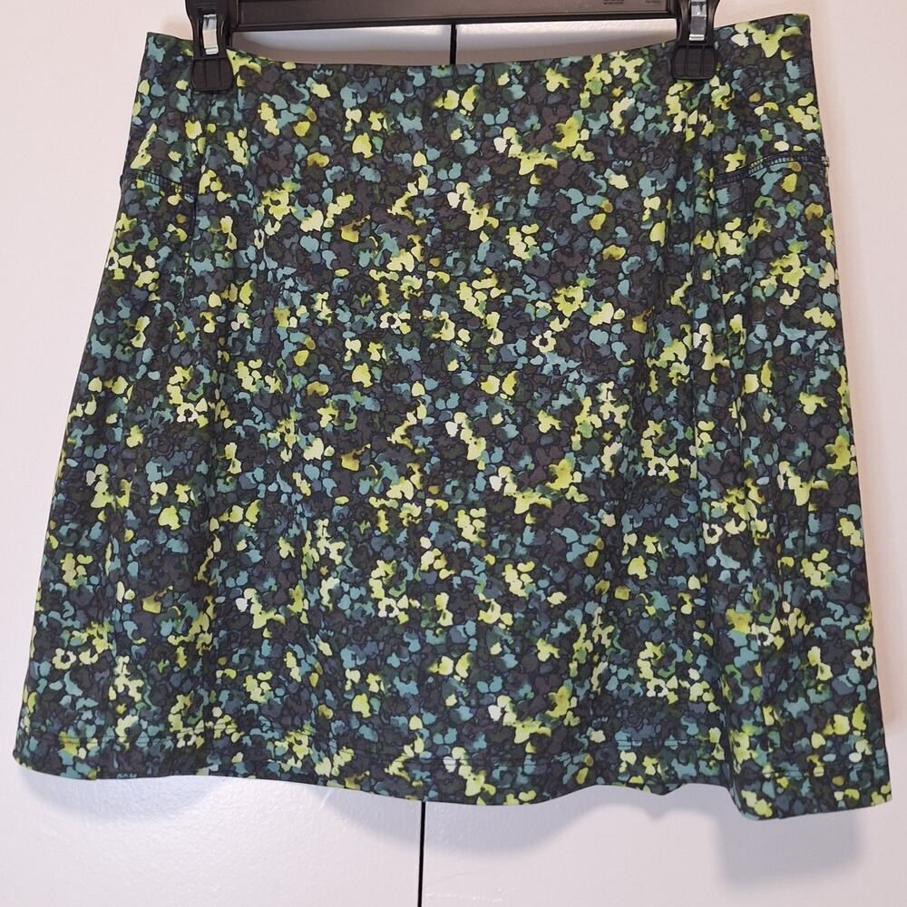J.Jill Fit Green Blue Performance Knit Skort w Zipper Pocket Size Small Petite